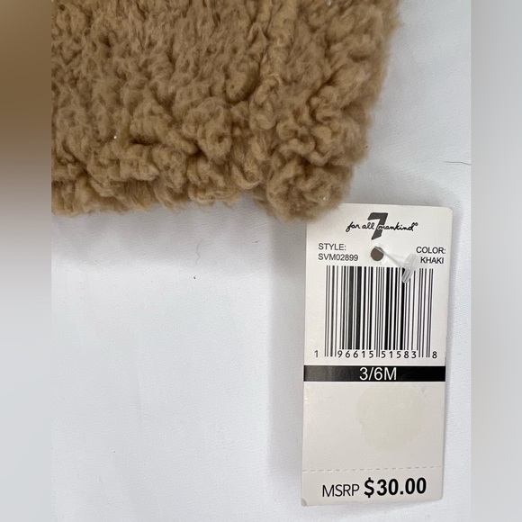 3 - 6 month 7 For All Mankind fuzzy tan jacket w/ ears on hood unisex 3 - 6 mo - Picture 7 of 8